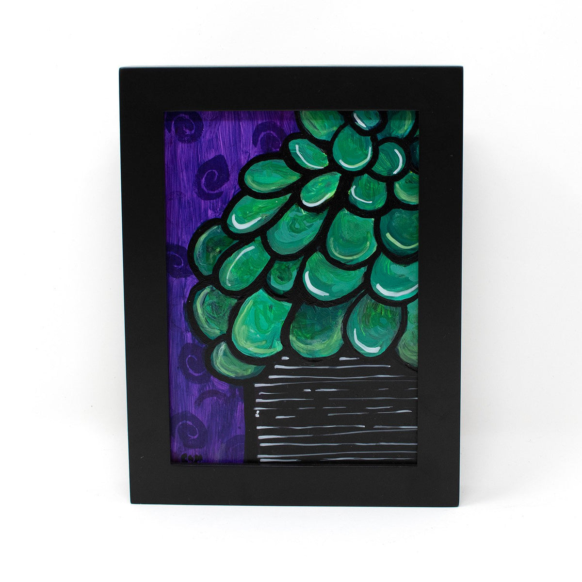 Purple and Green Jade Plant Painting Original - Succulent Lover Gift 