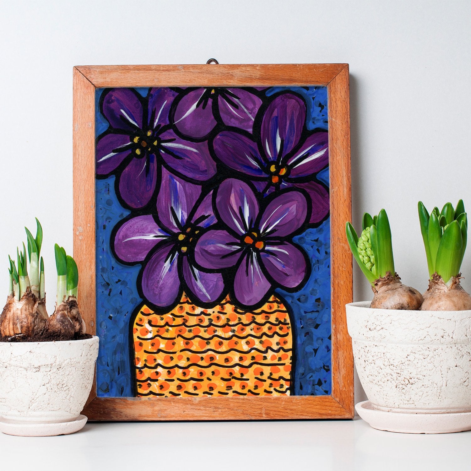 Violet Flower Art Print - Purple Flower Still Life Giclee Print for Bedroom, Living Room 