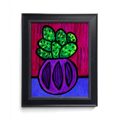 Happy Cactus Print - Bold Color Succulent Art Giclee 