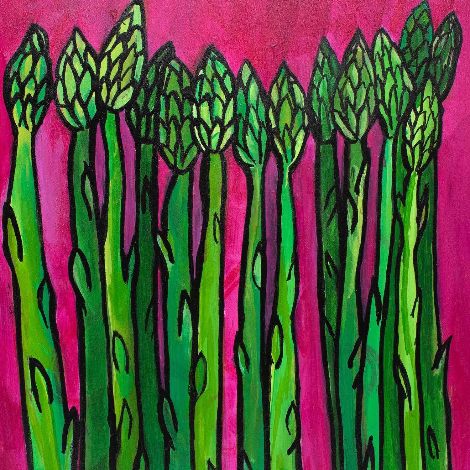Asparagus Painting - Green Vegetable Art 