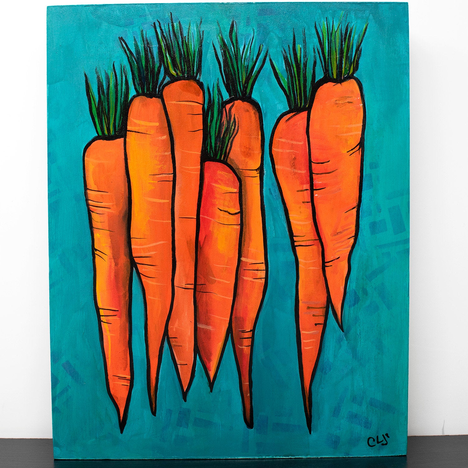 Original Carrot Painting - Vegetable Art for Living, Dining Room, Kitchen 