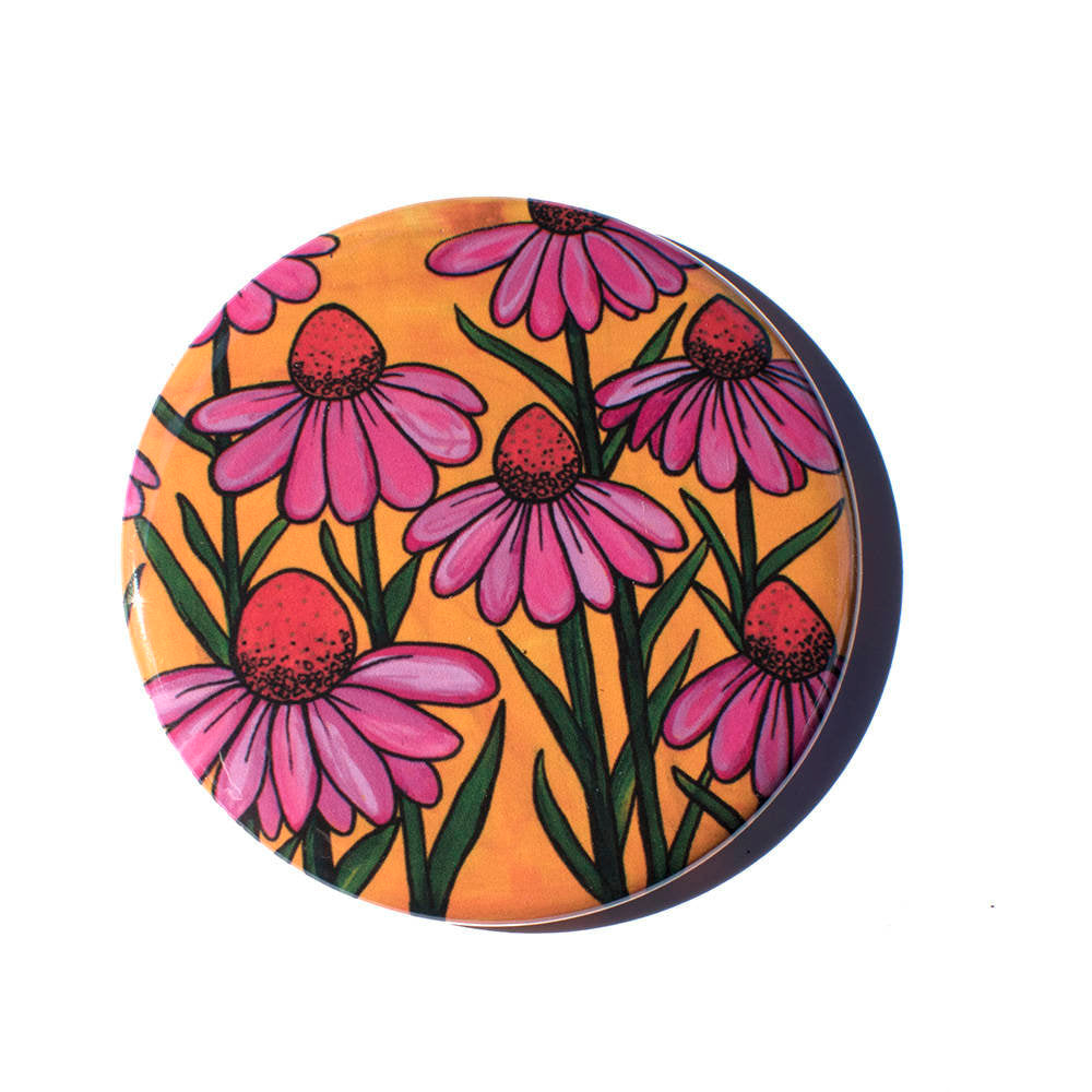 Coneflower Magnet, Mirror, or Pin Back Button