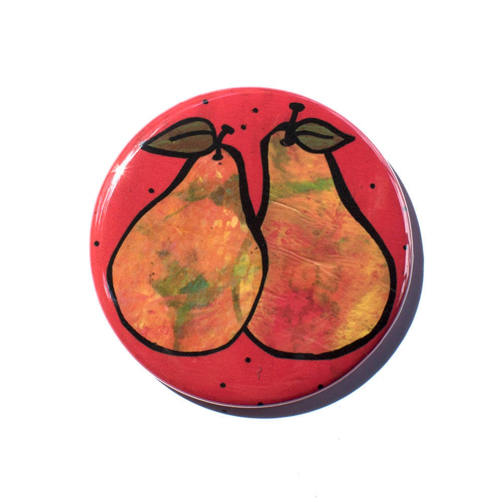 Pair of Pears Magnet, Pin, or Pocket Mirror