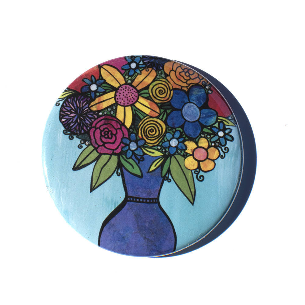 Vase of Flowers Pocket Mirror, Magnet, or Pin
