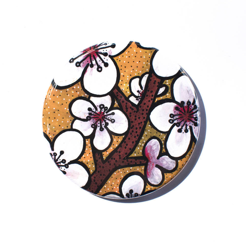 Cherry Blossoms Pocket Mirror, Magnet, or Pin