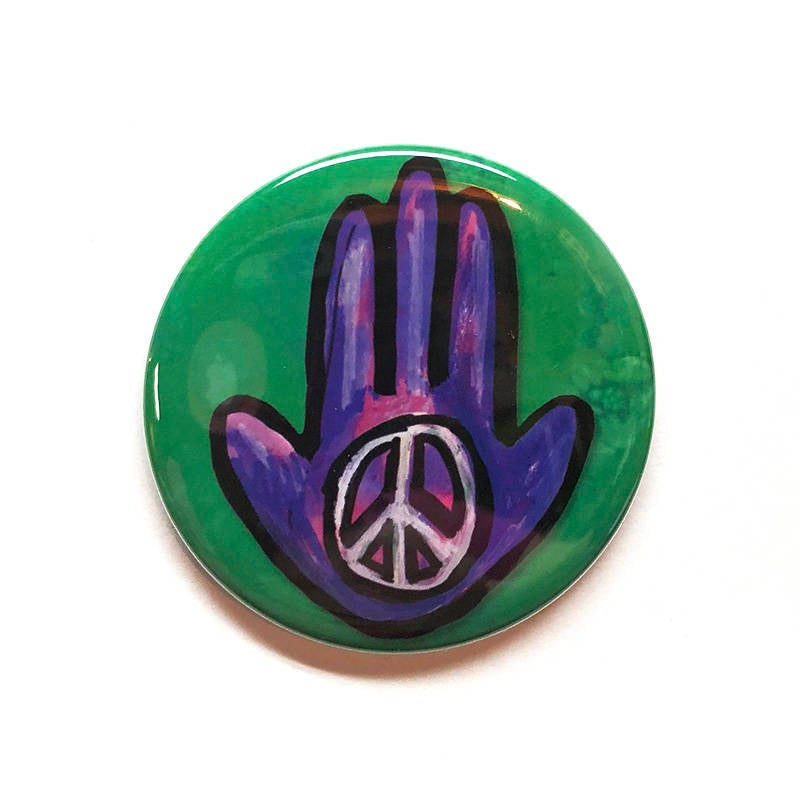 Peace Hamsa Magnet, Pin or Pocket Mirror