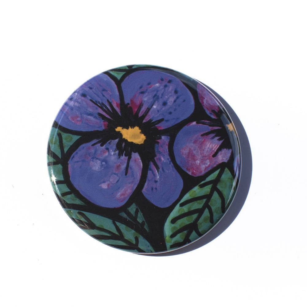 Purple Pansy Magnet, Mirror, or Pin