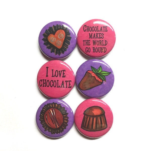 Chocolate Magnet or Pinback Button Set