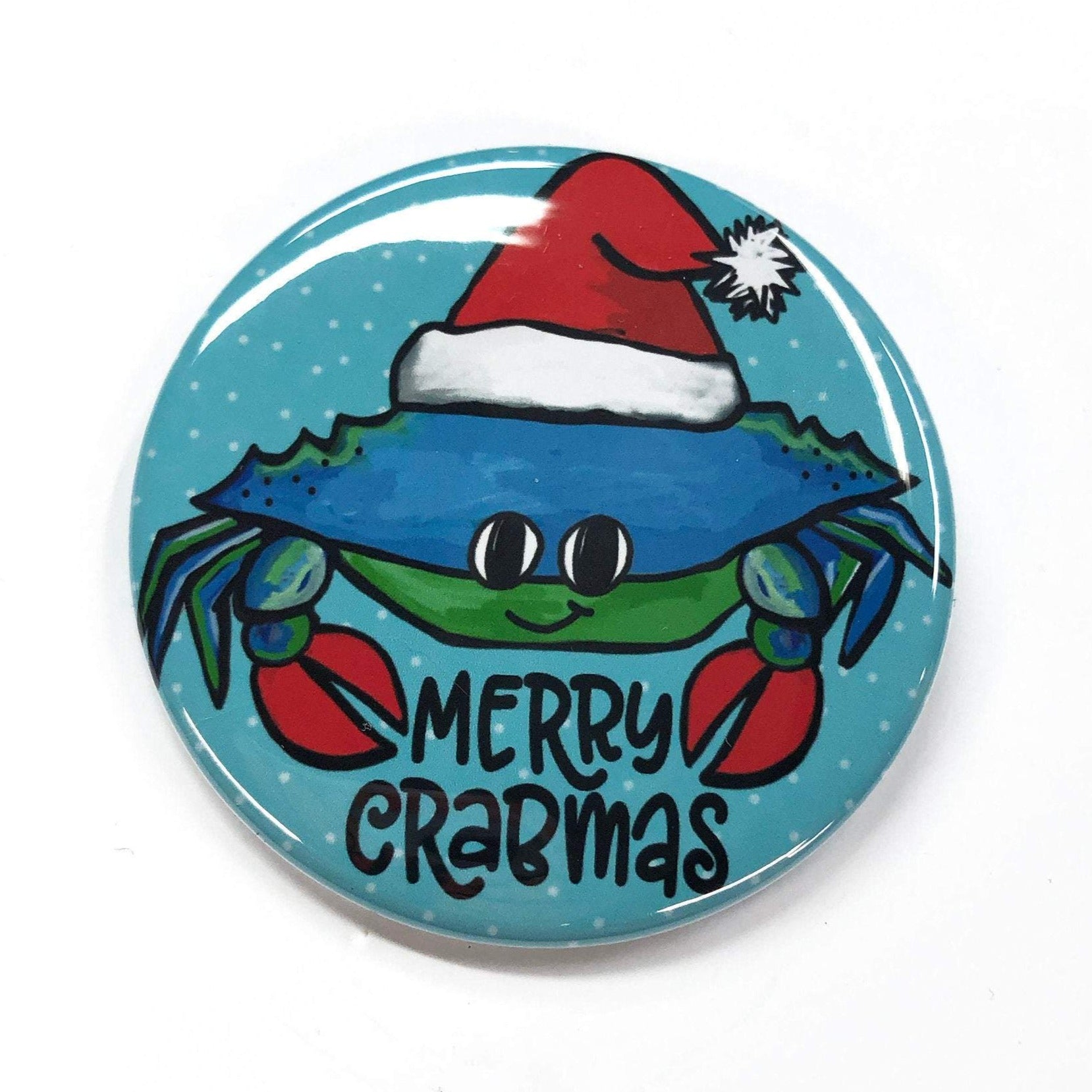 Merry Crabmas Pin Back Button, Magnet, or Pocket Mirror