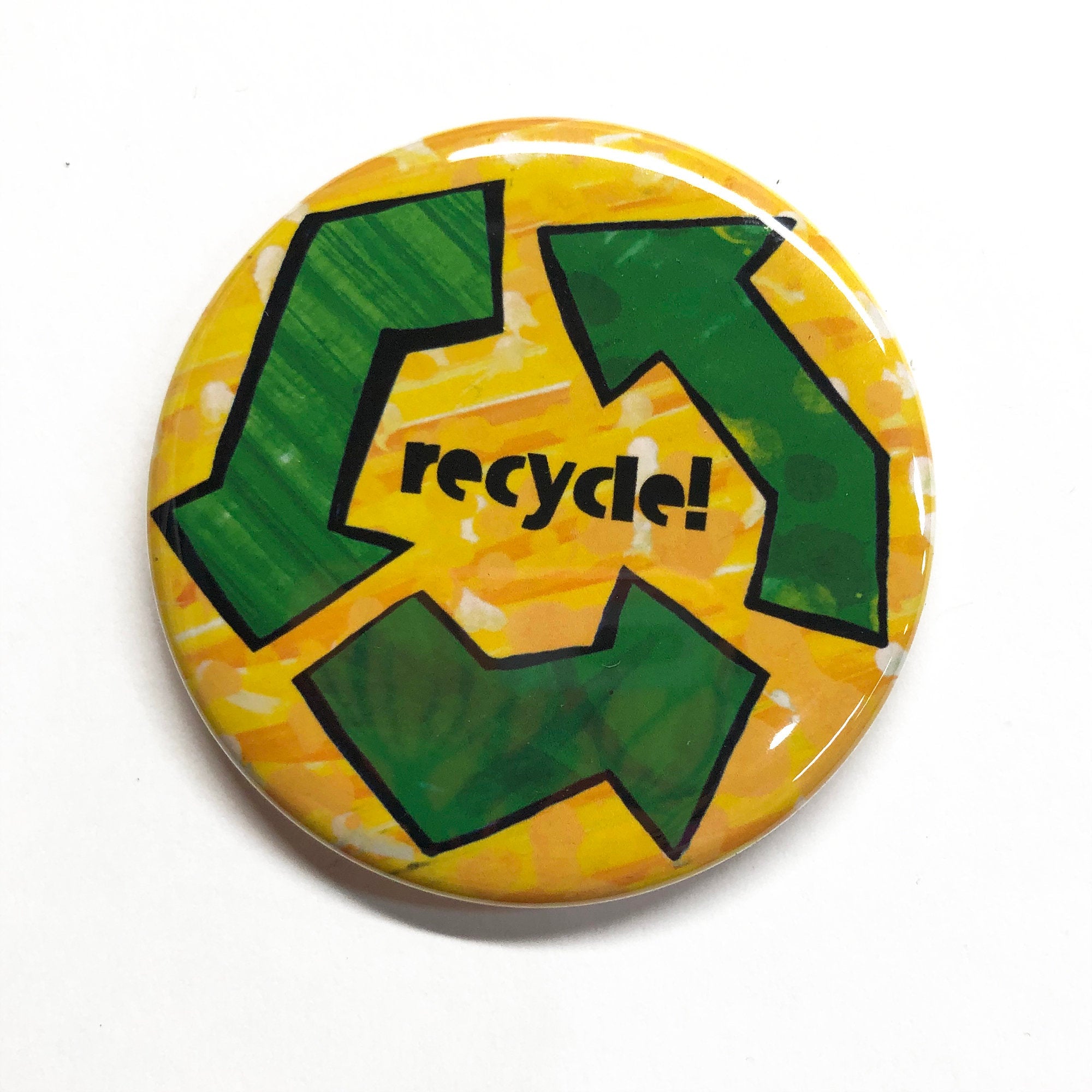 Recycling Pin Back Button or Fridge Magnet