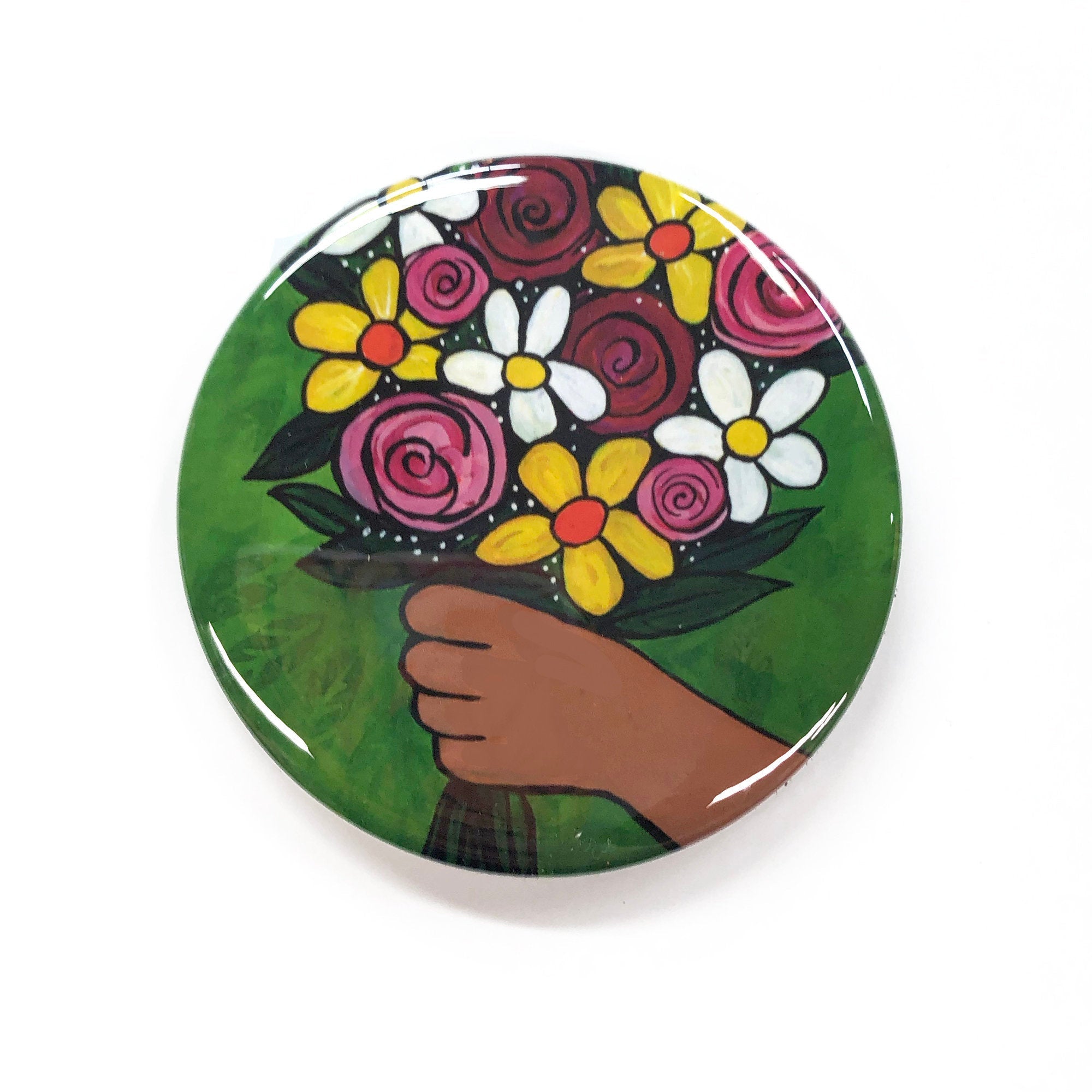 Flower Bouquet Magnet, Pin, or Pocket Mirror