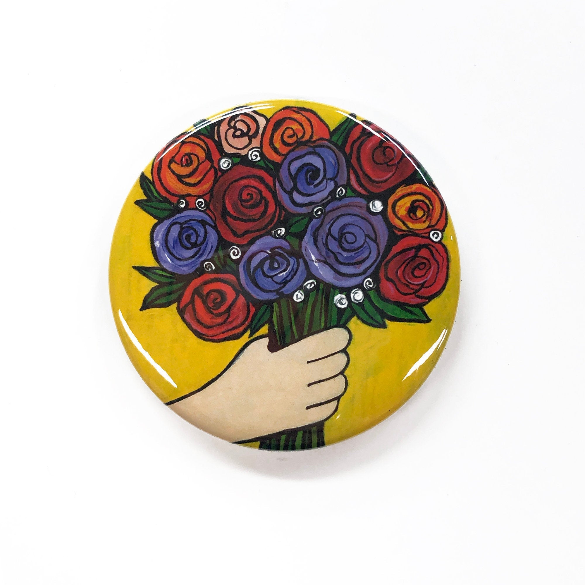 Rose Bouquet Mirror, Magnet, or Pin Back Button