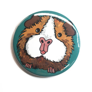 Cute Guinea Pig Magnet, Pin Back Button, or Pocket Mirror - Animal Lover Gift