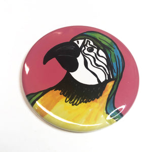 Cute Parrot Magnet, Pin Back Button, or Pocket Mirror - Bird Lover Gift