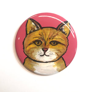 Cute Tabby Cat Magnet, Pin Back Button, or Pocket Mirror - Animal Lover Gift