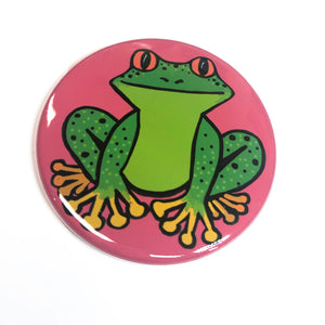Cute Tree Frog Pin Back Button, Fridge Magnet or Pocket Mirror