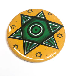 Green Jewish Star of David Magnet, Pinback Button, or Pocket Mirror - Hanukkah Gift