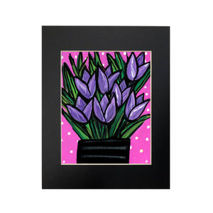 Purple Tulip Print - Colorful Floral Wall Art - 8x10 - Whimsical Bright Colored Art
