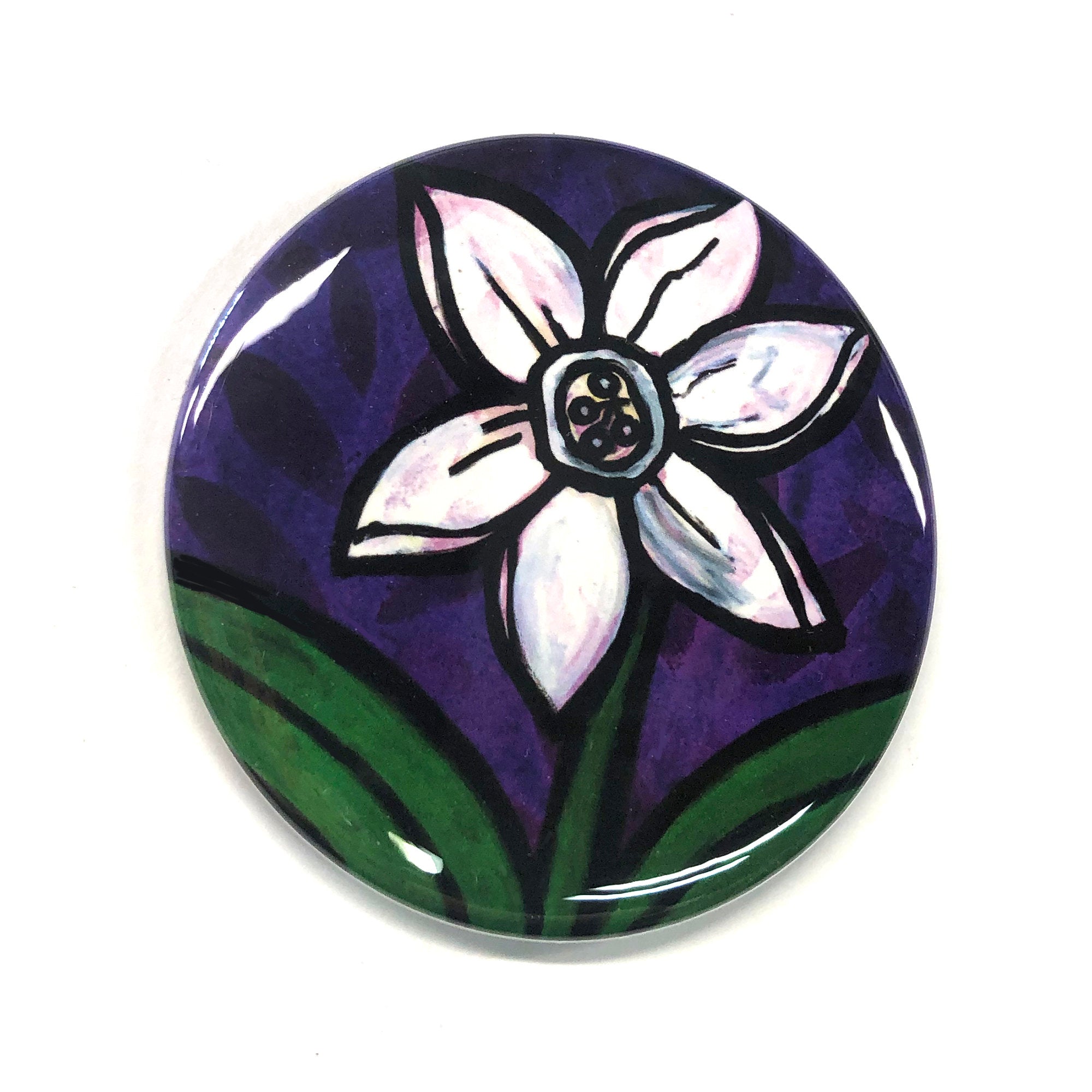 White Daffodil Magnet, Pin Back Button, or Pocket Mirror - Spring Flower - 1 inch, 1.25 inch, 2.25 inch