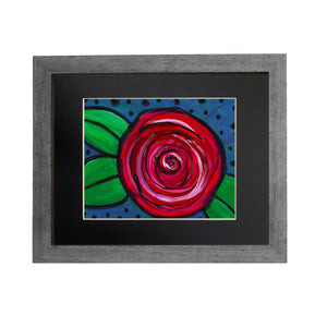 Red Rose Art Print - 8 x 10 inch with optional black mat - Colorful Floral Print by Claudine Intner