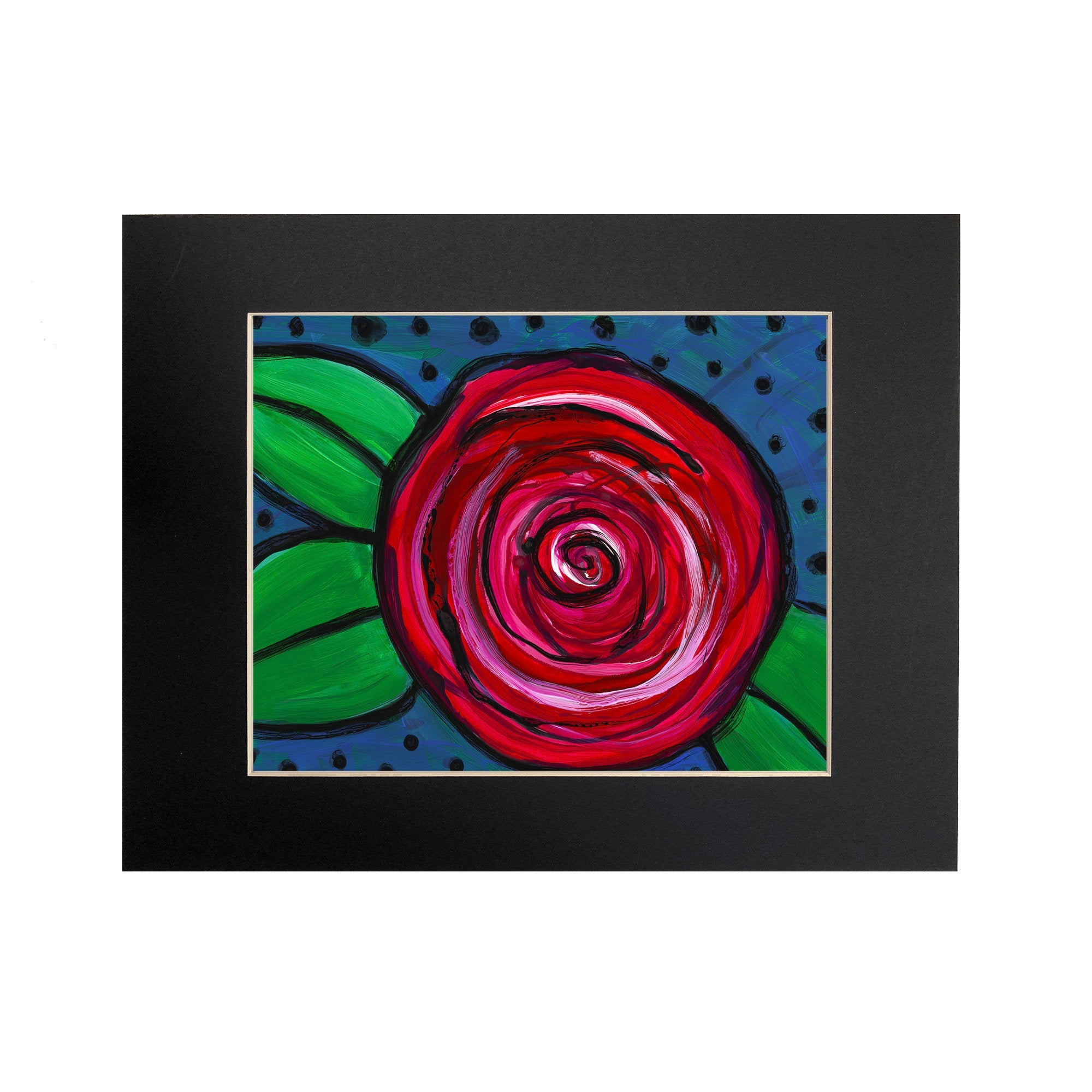 Red Rose Art Print - 8 x 10 inch with optional black mat - Colorful Floral Print by Claudine Intner