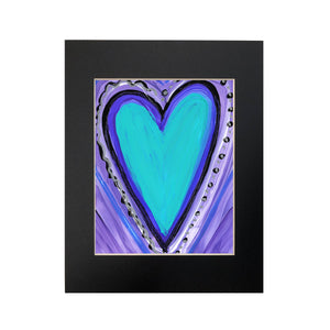 Whimsical Heart Art Print - Blue and Purple Heart Artwork - 8x10 inches - Valentine&#39;s Day, Anniversary Gift - Girl&#39;s Room Decor