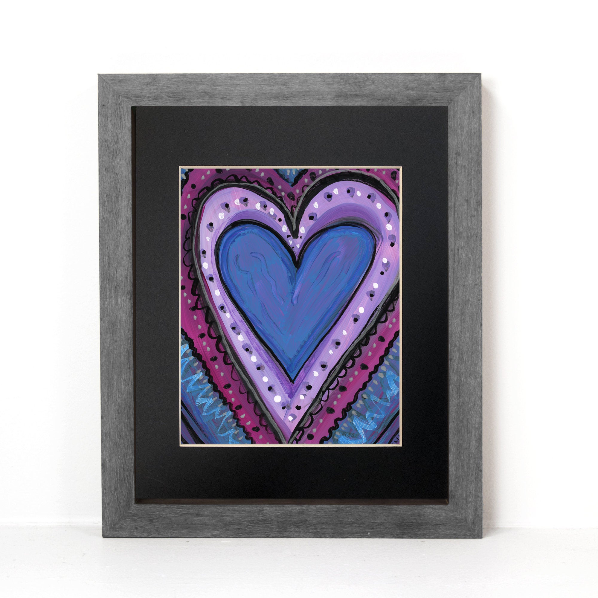 Blue Heart Print - Blue and Purple Love Art Print - Heart Room Decor - Valentine&#39;s Day, Anniversary, Girlfriend Gift