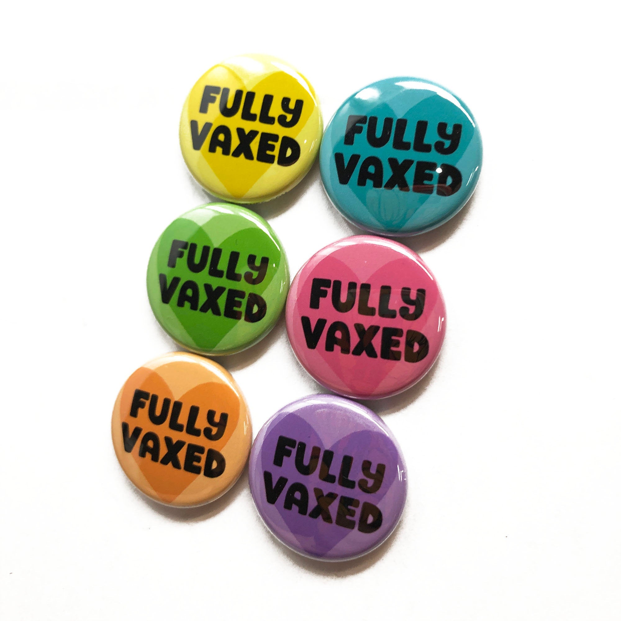 CovidVaccine Pin - Fully Vaccinated Pinback Button or Magnet - Covid Vaccine Fully Vaxed - Vaccination - set of 6 - 1 inch pin or magnet