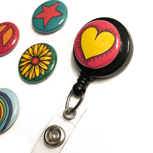 Interchangeable Badge Reel or ID Lanyard for Nurse, Teacher, Co-Worker Gift - Magnetic ID Badge Holder with 6 Different Magnet Designs