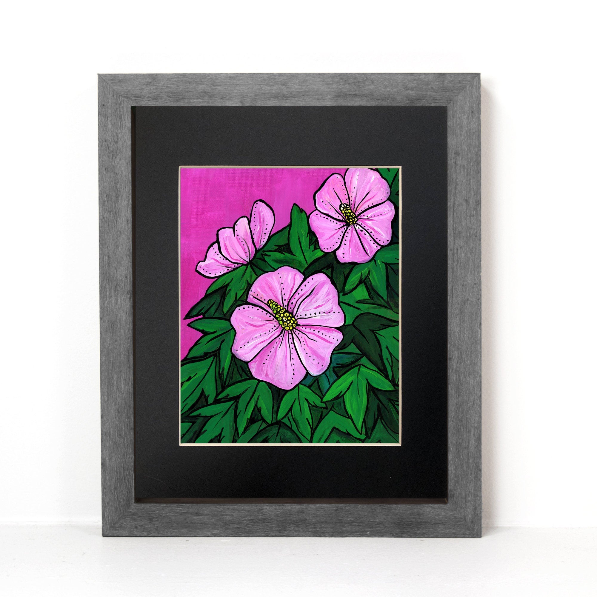 Pink Hibiscus Art Print - Tropical Flower Print - Pink and Green Floral Wall Art Decor by Claudine Intner - 8x10 with optional mat