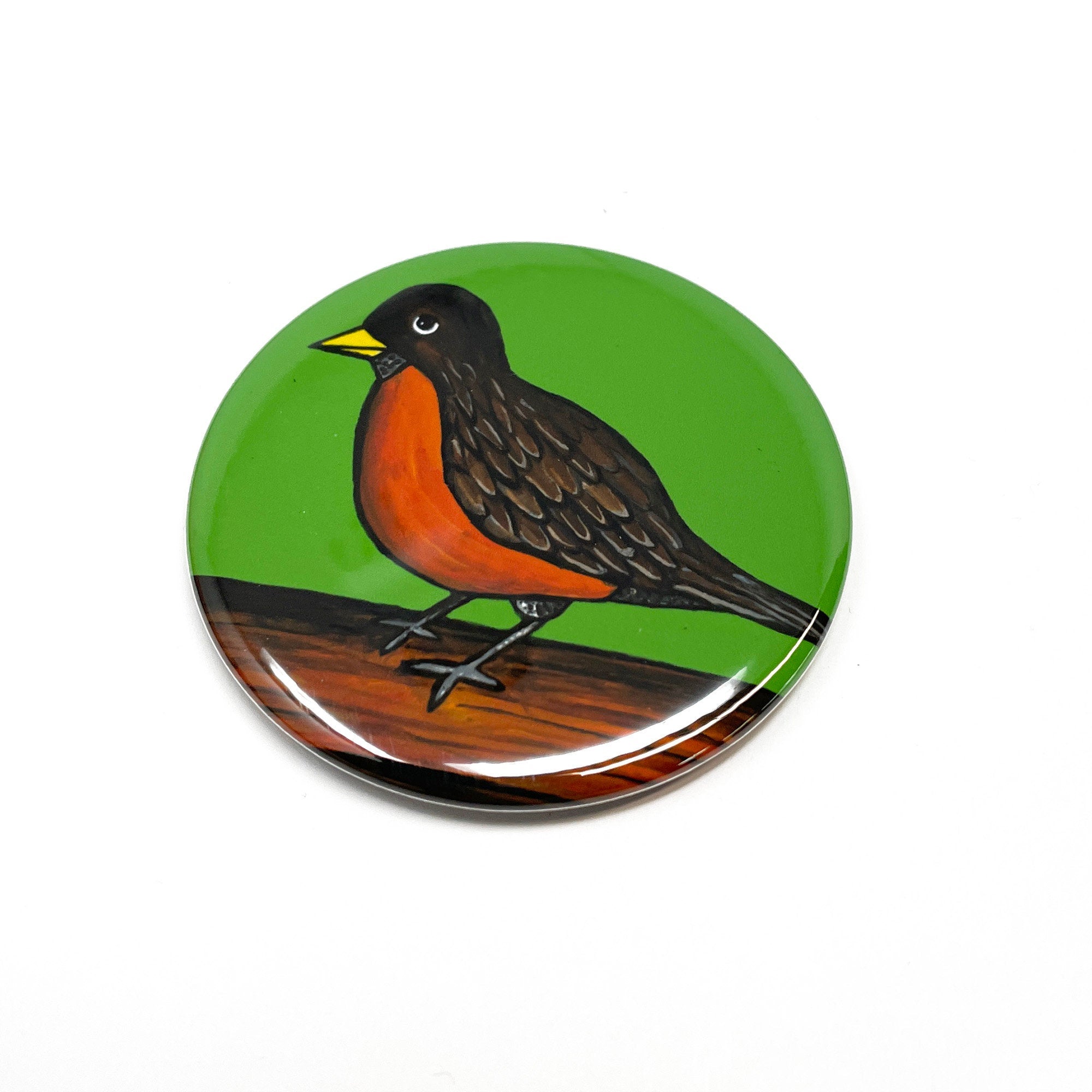 Robin Pin Back Button, Fridge Magnet or Pocket Mirror - Wildlife - Backyard Bird Magnet, Pinback, or Purse Mirror