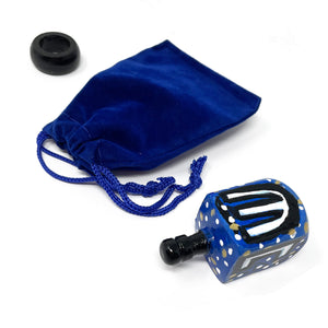 Handpainted Blue and White Dreidel - Polka Dot Draydel for Hanukkah - Gift for Him or Her - Chanukah Party Favor