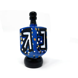 Handpainted Blue and White Dreidel - Polka Dot Draydel for Hanukkah - Gift for Him or Her - Chanukah Party Favor