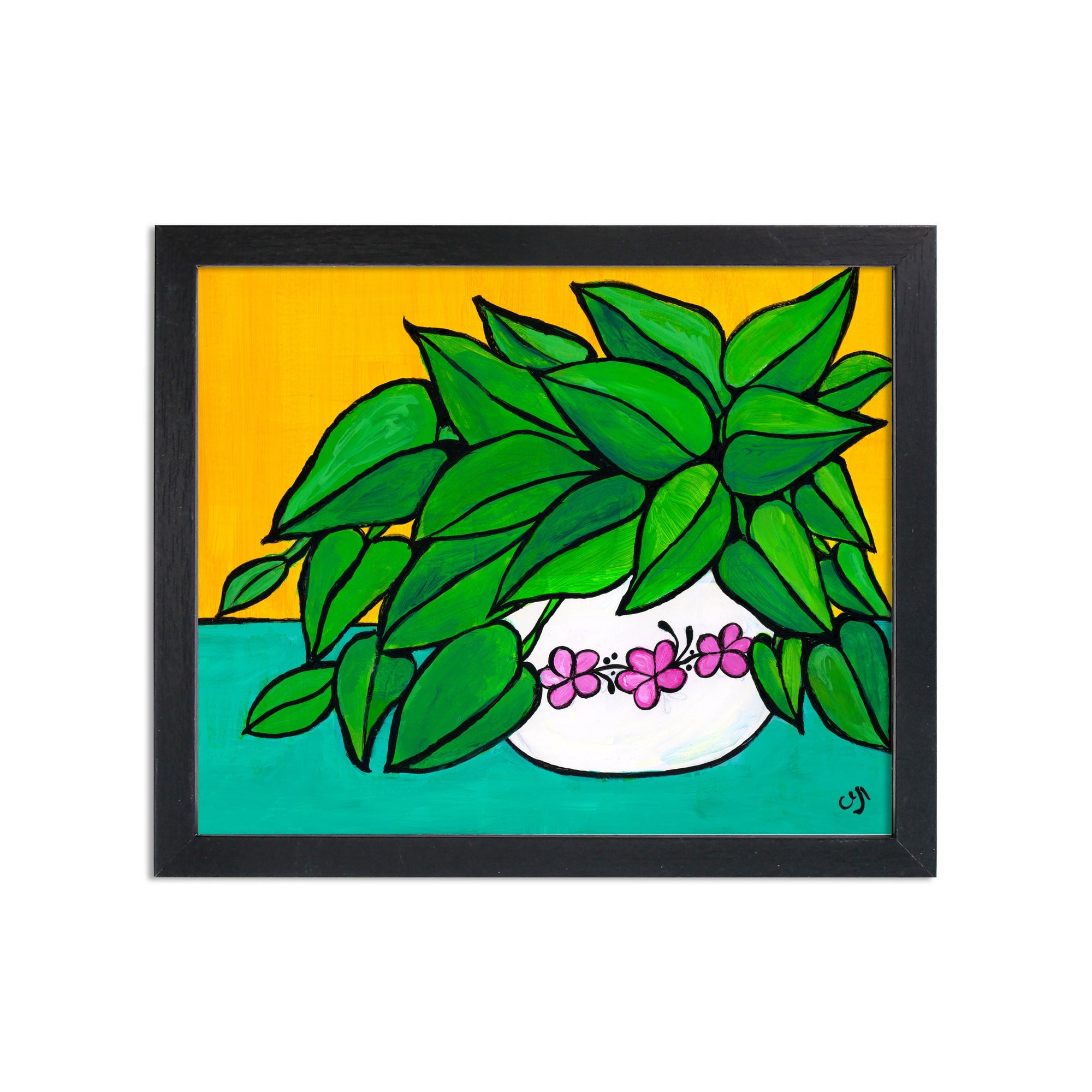 Happy Plant Print - Green Pothos Art Still Life Giclée - Green Leaves - Colorful Home Wall Art Decor by Claudine Intner