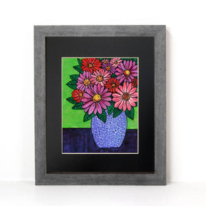 Gerbera Daisy Art Print - Vase of Gerbera Daisies Giclée Print - Colorful Flower Wall Art - 8x10 with optional mat