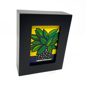 Framed Miniature Plant Painting - Small Plant Still Life Art for Desk, Shelf, or Wall - ACEO