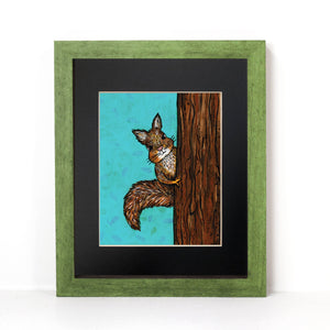 Squirrel Print - Squirrel in a Tree Wall Art Print - Wildlife 8 x 10 inch print with optional black mat