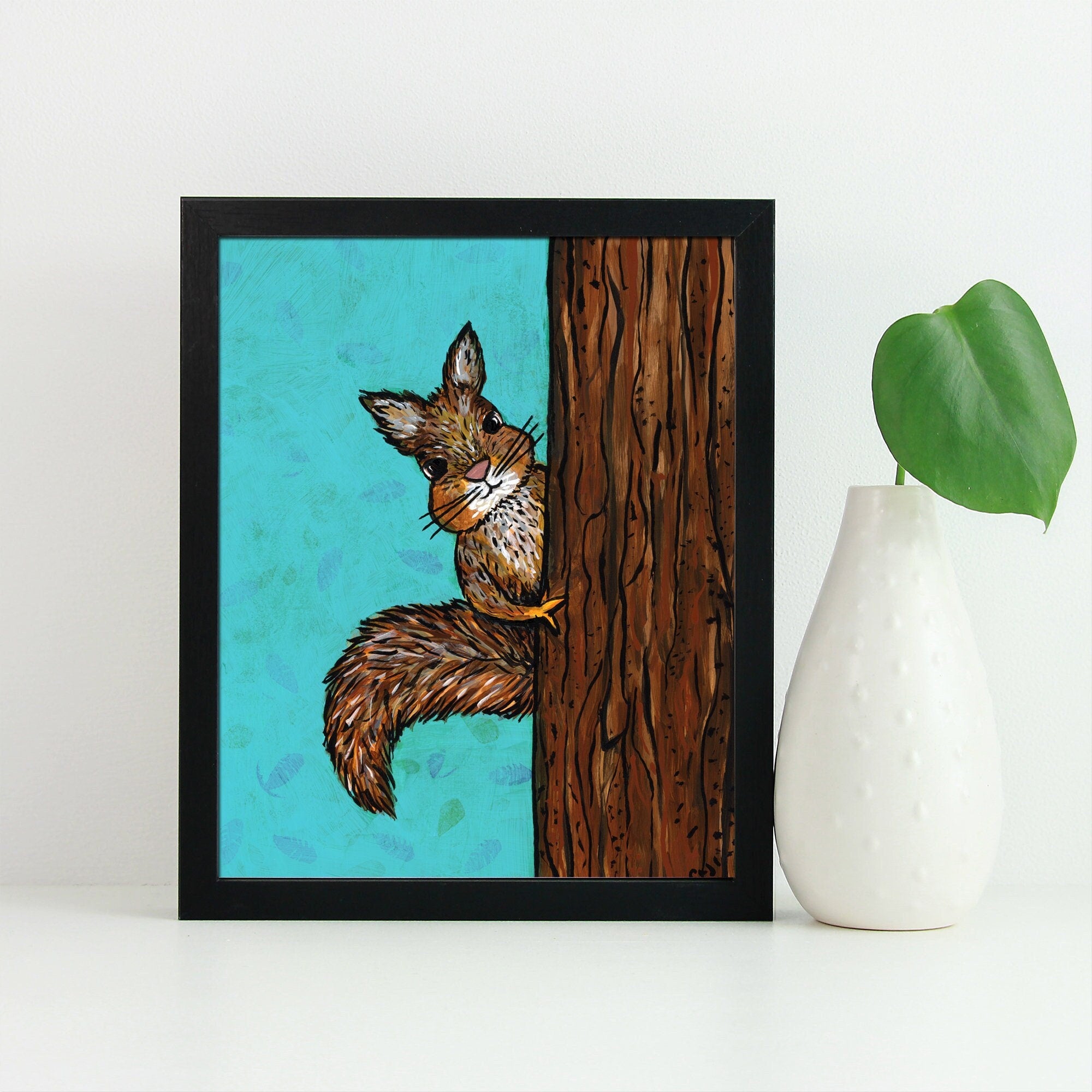 Squirrel Print - Squirrel in a Tree Wall Art Print - Wildlife 8 x 10 inch print with optional black mat