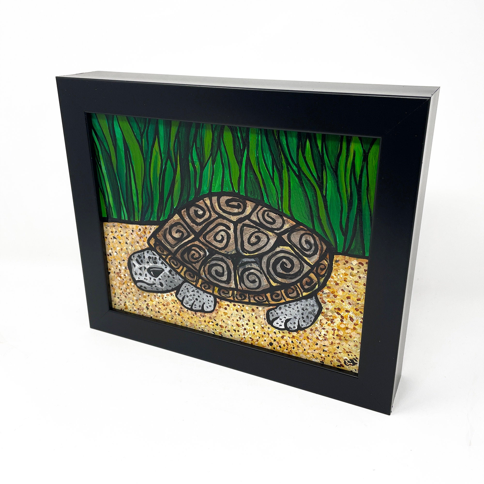 Diamondback Terrapin Painting - Original Terrapin Art - Turtle - Coastal Marsh Land Wetland Animal - Chesapeake Bay - Maryland Virginia