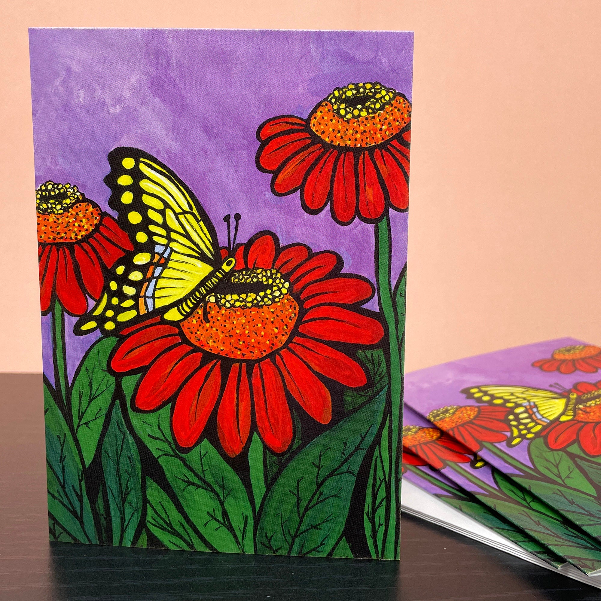 Blank Swallowtail Butterfly Cards with Envelopes Set - NoteCards with Butterfly and Zinnias for Thank You, Birthday, Wedding, Any Occasion