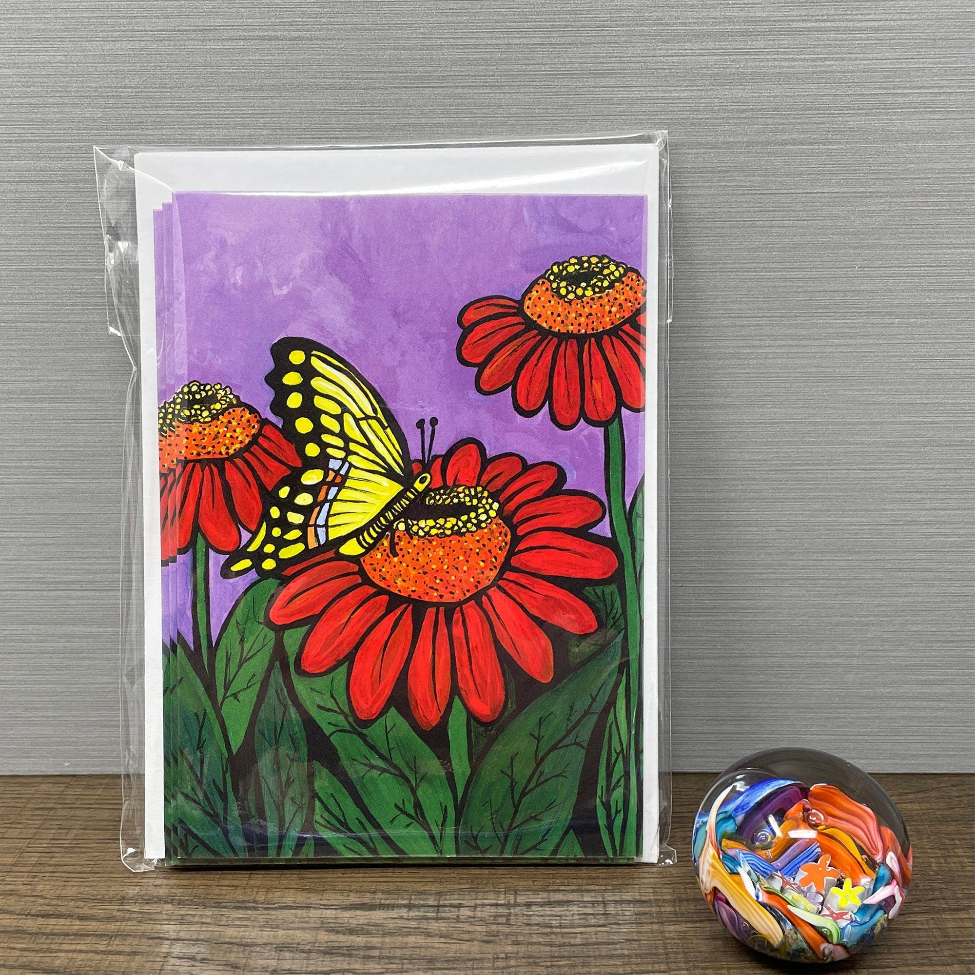 Blank Swallowtail Butterfly Cards with Envelopes Set - NoteCards with Butterfly and Zinnias for Thank You, Birthday, Wedding, Any Occasion