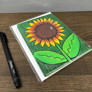 Sunflower Bee Notecard Set with Envelopes - Blank Cards with Sun Flower and Bee for Any Occasion, Thank You, Thinking of You, Teacher Gift