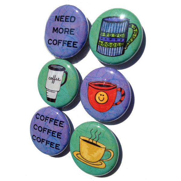 Coffee Magnet or Pin Back Button Set
