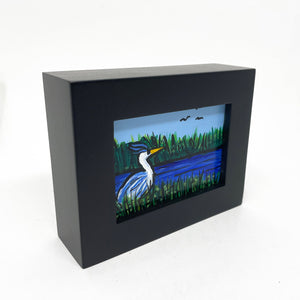 Small Great Blue Heron Painting - Inspired by Blackwater National Wildlife Refuge, Maryland eastern shore, Chesapeake Bay art - Wetlands