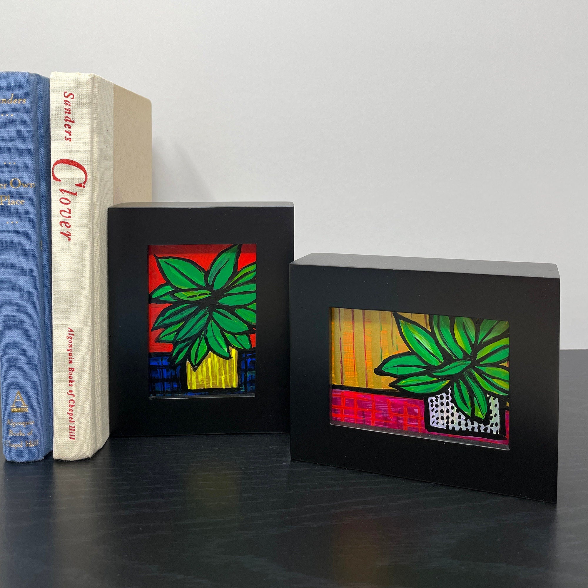 Collection of Mini Plant Paintings for Gallery Wall, Desk, or Shelf - Pair of Small Original Plant Paintings