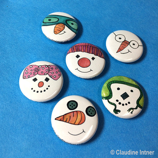 Snowman Magnets or Pins Set