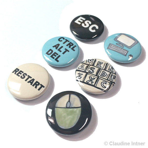Computer Magnet or Pin Set