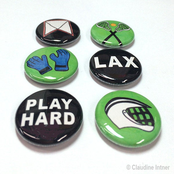 Lacrosse Magnets or Pinback Buttons Set