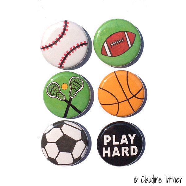 Sports Magnets or Pins Set