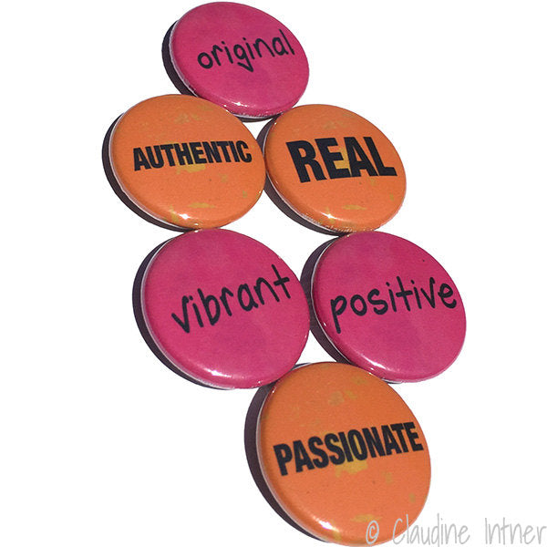 Word Magnets or Pins - Positive Affirmation Fridge Magnets or Pinback Button Set - Stocking Stuffer, Party Favor, Gift Under 10 Dollars